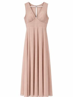 BHLDN Kia Dress Nude Chiffon Maxi Empire Waist Bridesmaid Formal Classic Size M